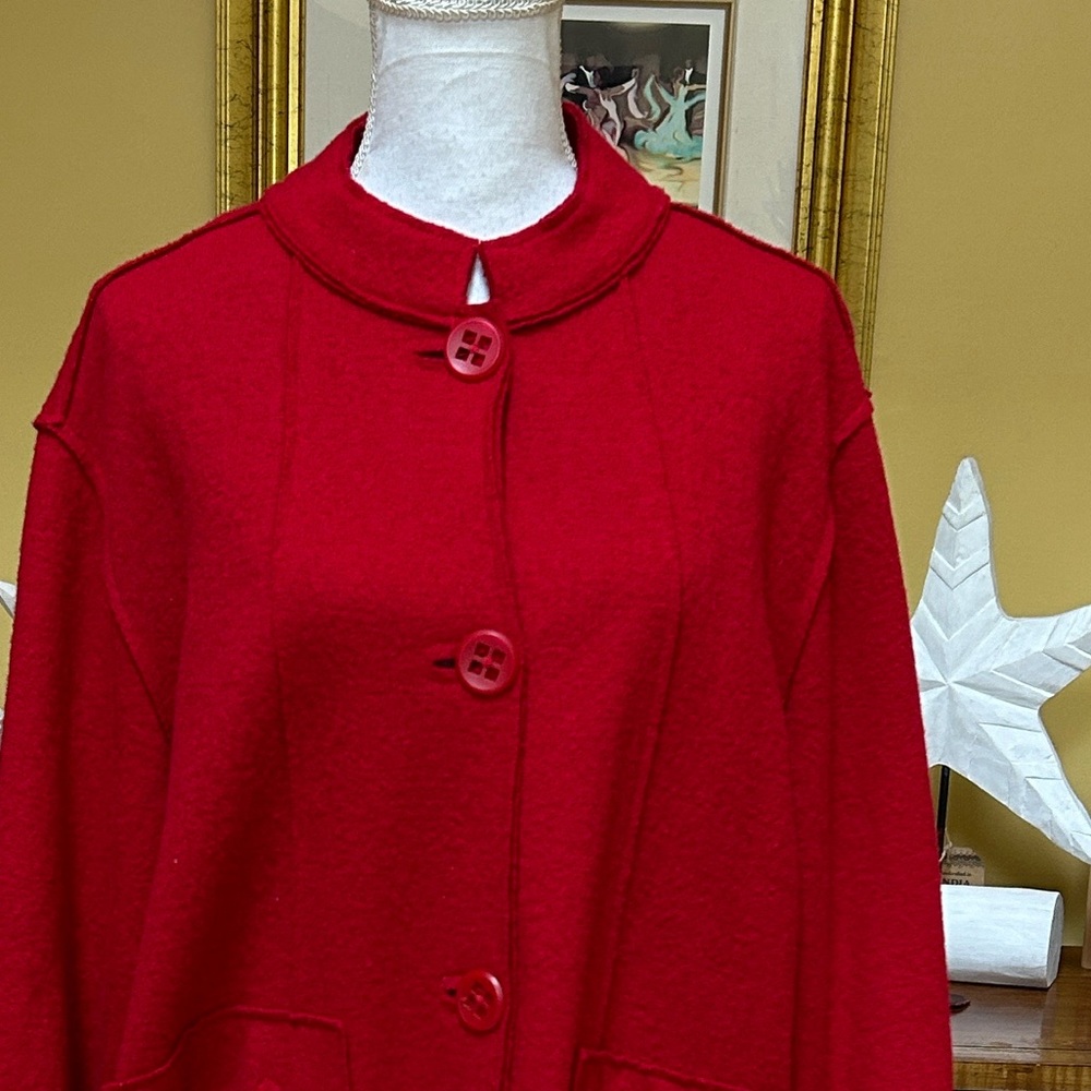Coldwater Creek Women’s Vintage Artsy Wool Blend Red Holiday Jacket Coat Size 1X - Picture 2 of 15